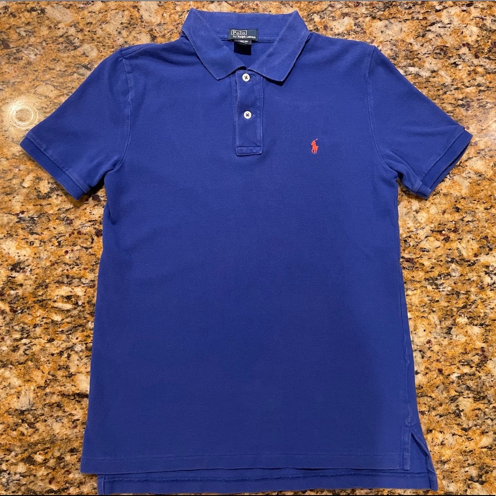 Boys Large (14-16) Polo Ralph Lauren Button Short Sleeve Shirt Royal Blue